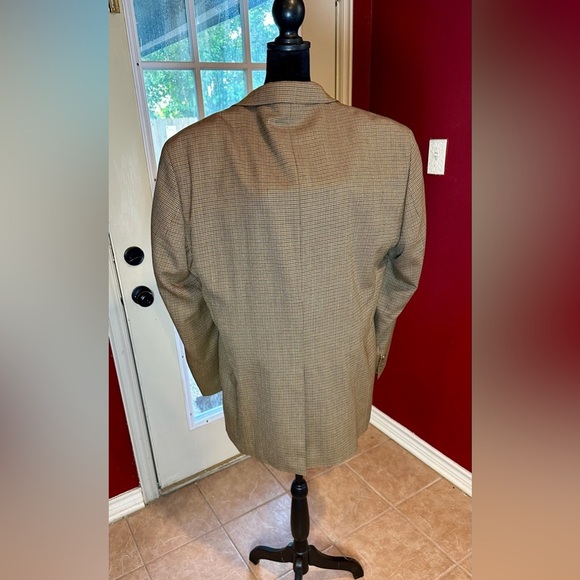 Lauren Ralph Lauren Men’s Wool Blazer 46L Brown Houndstooth Check Sport Coat - Picture 2 of 11